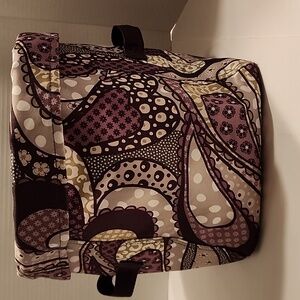 Thirty-One Purple,plum,green,gray Patterned Round Collapsible Cosmetic Tote